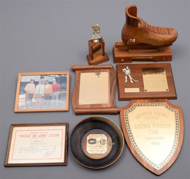 Hockey Player Award and Trophy Collection of 11 with Buddy OConnor, Pierre Mondou and Serge Aubry