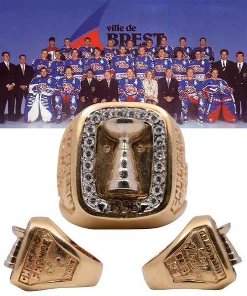 Michel Galarneaus 1996-97 Brest Albatros France Elite League Magnus Cup Championship 10K Gold Ring