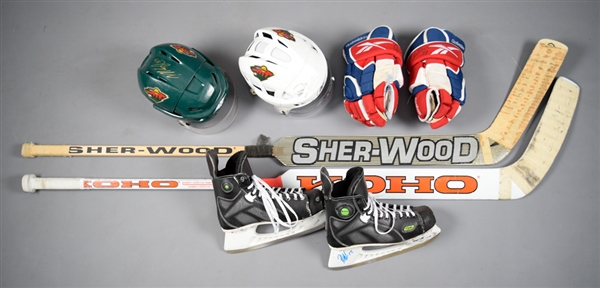 NHL Game-Worn Collection with Patrick Marleaus 2008-09 San Jose Sharks Game-Used Skates, Minnesota Wild Game-Worn Helmets (2) and More!