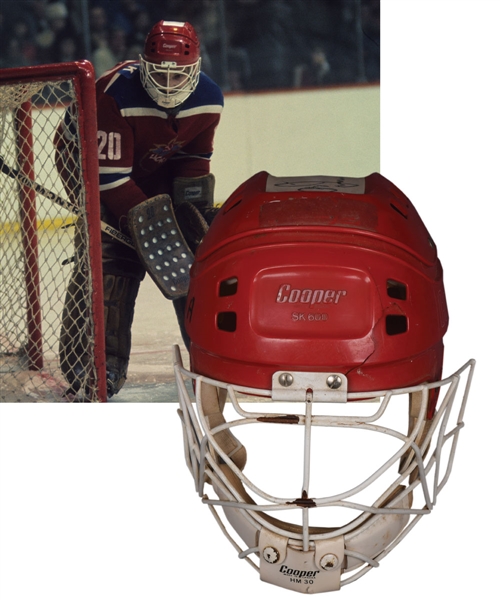Vladislav Tretiaks 1975-76 Signed Game-Worn Helmet and Cage Combo - Model Worn with Red Army and CSKA Moscow in 1975-76 and Worn with CCCP at the 1976 Canada Cup