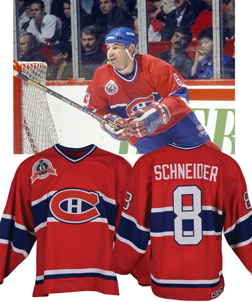 Mathieu Schneiders 1992-93 Montreal Canadiens Game-Worn Playoffs Jersey - Patched for Finals!