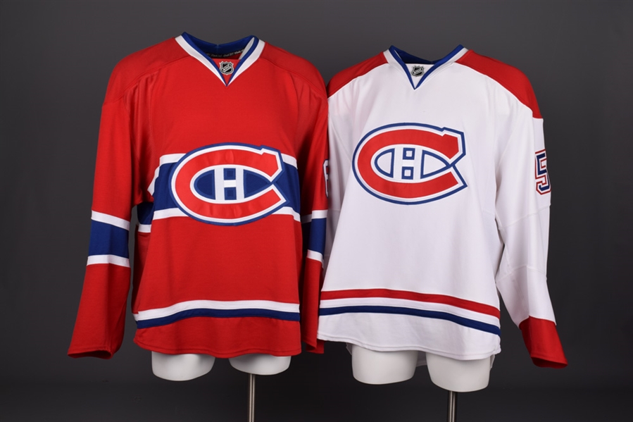 Garth Murrays 2007-08 Montreal Canadiens Game-Worn Away and Jimmy Bonneaus 2007-08 Montreal Canadiens Game-Issued Home Jerseys with Team LOAs