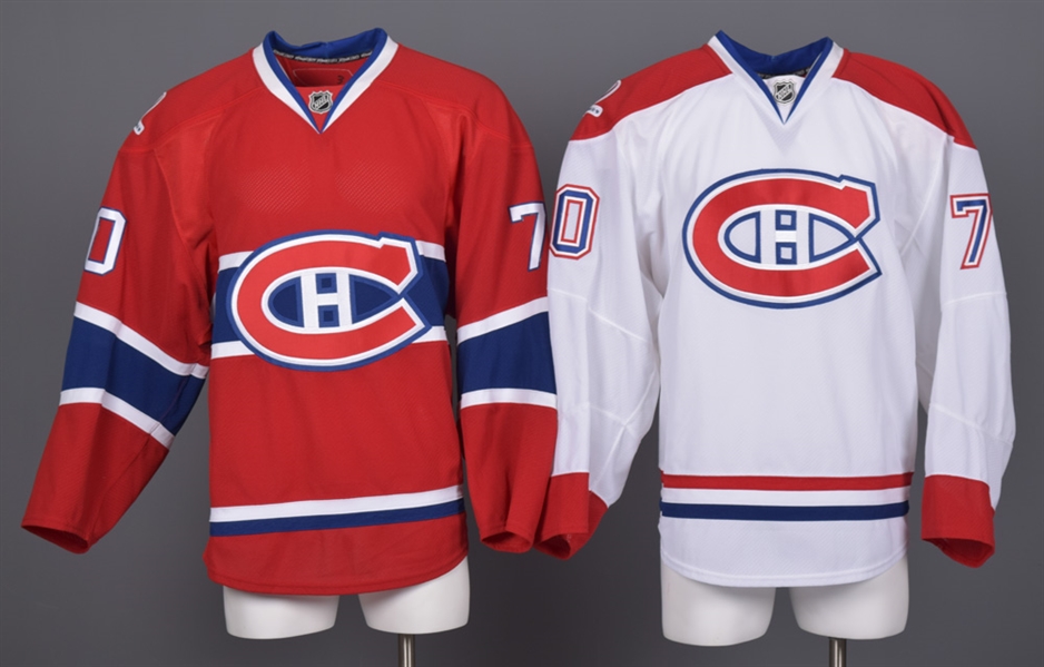 Gregory Stewarts 2009-10 Montreal Canadiens Game-Issued Home and Away Jerseys with Team LOAs - Centennial Patches! 