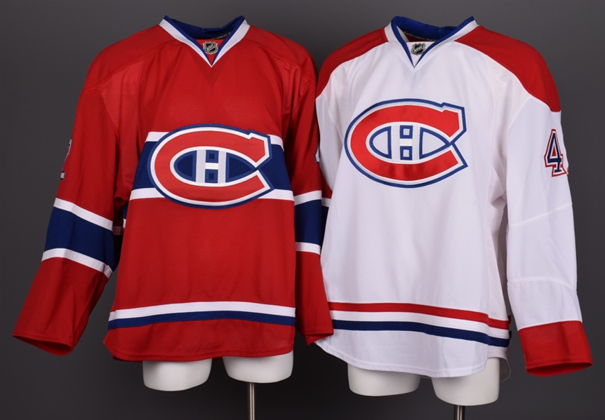 Jarred Tinordis 2010-11 Montreal Canadiens Game-Worn Home and Away Pre-Season Jerseys with Team LOAs