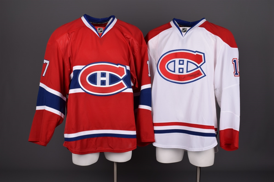 Dustin Boyds 2010-11 Montreal Canadiens Game-Worn Away and Game-Issued Home Jerseys with Team LOAs