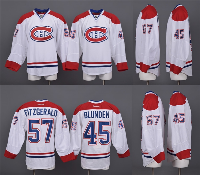 Zack Fitzgerald’s and Michael Blunden’s 2011-12 Montreal Canadiens Game-Issued Away Jerseys with Team LOAs 