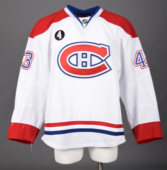 Mike Weavers 2014-15 Montreal Canadiens Game-Worn Away Jersey with Team LOA - Beliveau Memorial Patch!