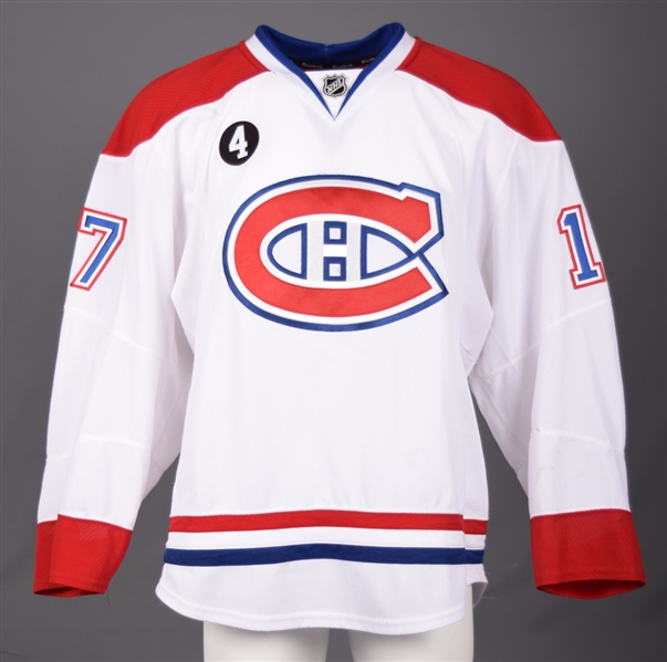 Torrey Mitchells 2014-15 Montreal Canadiens Game-Worn Playoffs Away Jersey with Team LOA - Beliveau Memorial Patch!