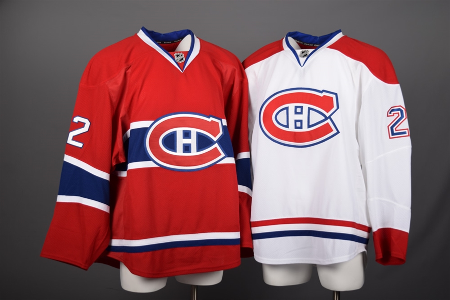 Dale Weises 2014-15 Montreal Canadiens Game-Worn Away and Game-Issued Home Jerseys with Team LOAs