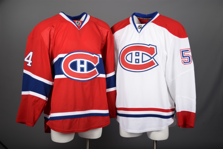 T.J. Hensicks 2014-15 Montreal Canadiens Game-Issued Home and Away Jerseys with Team LOAs