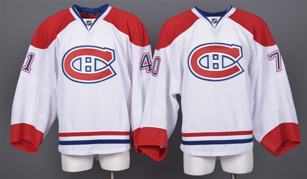 Mike Condons and Zach Fucales 2014-15 Montreal Canadiens Game-Issued Away Jerseys with Team LOAs 