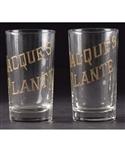 Jacques Plantes Vintage Etched Glass Tumbler Collection of 8 Obtained from Family