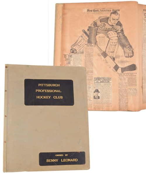 Superb Benny Leonards Late-1920s NHL Pittsburgh Pirates Large Scrapbook with Team Pictures and Great Content