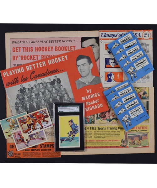 1940-63 Wheaties Hockey Collection Including 1958-59 Flip Books Set of 10, 1962-63 Booklet, 1940 Box Panels and More!