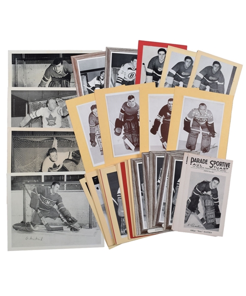 Bee Hive (1934-67), Canada Starch Crown Brand (1935-40), Parade Sportive (1943-47) and Quaker Oats (1945-54) Hockey Photo Collection of 86 - All Goalies!