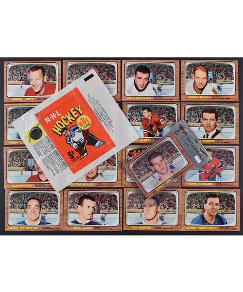 1966-67 Topps Hockey Complete 132-Card Set with Bobby Orr RC Plus Original Wrapper