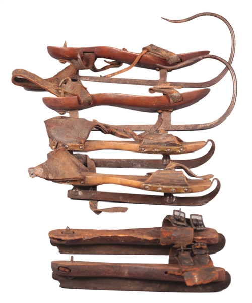 Turn-of-The-Century Collection of 3 Pairs of Antique Ice / Hockey Skates
