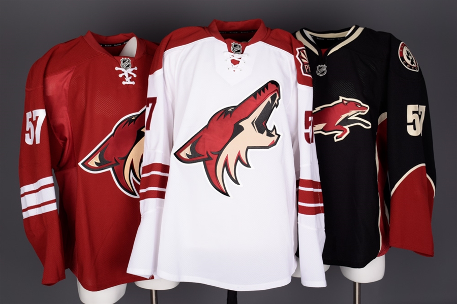 Maxim Goncharovs 2011-12 Phoenix Coyotes Game-Worn Home and Away Pre-Season Jerseys and Game-Issued Alternate Jersey with Team LOAs