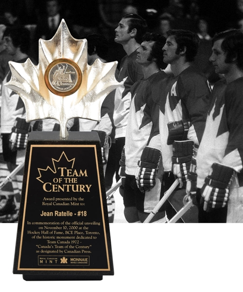 Jean Ratelles Team Canada 1972 "Team of the Century" Trophy with His Signed LOA (13 ½”)  