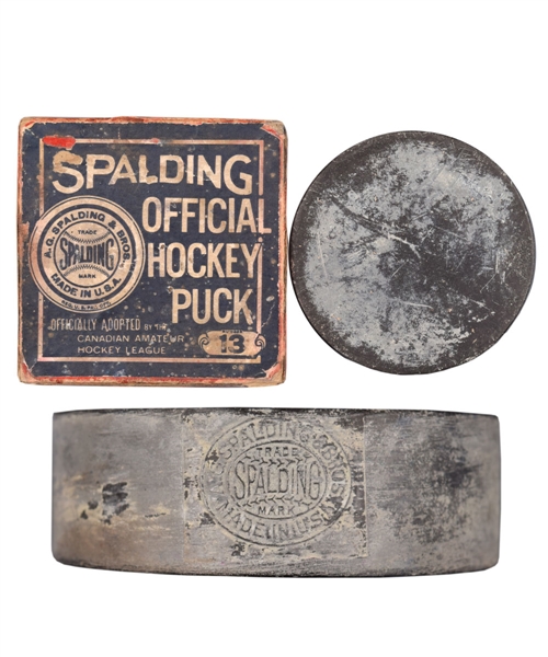Circa 1910 Spalding Hockey Puck with Original Box