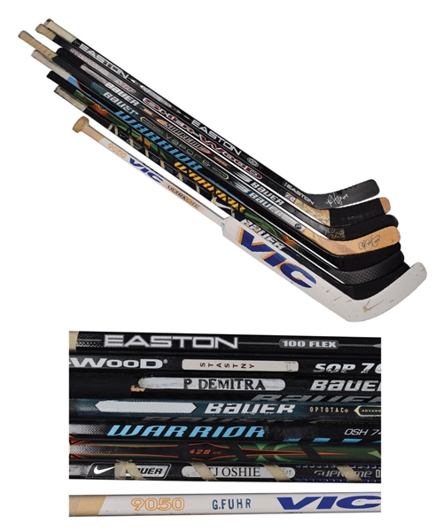 St Louis Blues Signed Game-Used Stick Collection of 8 with Fuhr, Stastny, Oshie and Kariya