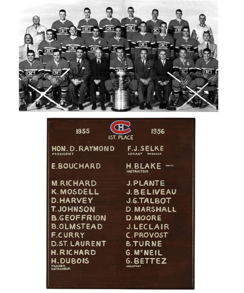 Montreal Canadiens 1955-56 Montreal Forum Dressing Room Team Plaque (13” x 15”) 