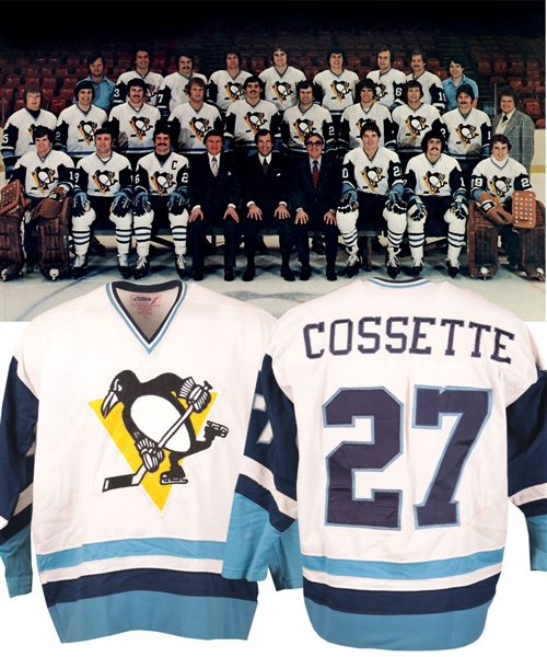 Jacques Cossettes 1978-79 Pittsburgh Penguins Game-Worn Jersey - Team Repairs! 