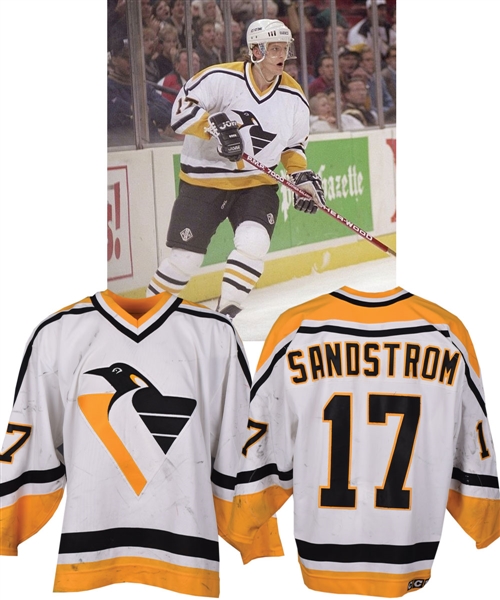 Tomas Sandstroms 1995-96 Pittsburgh Penguins Game-Worn Jersey with Team LOA - Great Game Wear! - Photo-Matched!