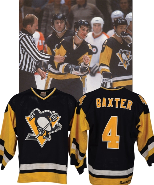 Paul Baxters Early-1980s Pittsburgh Penguins Game-Worn Jersey - Photo-Matched!