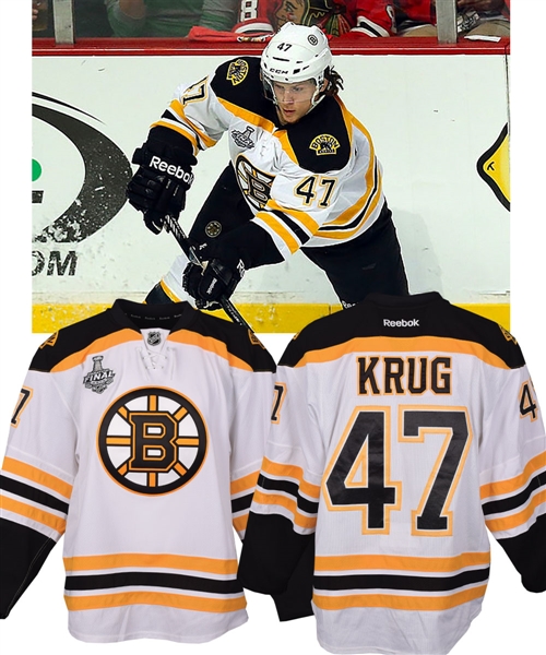 Torey Krugs 2012-13 Boston Bruins Game-Worn Stanley Cup Finals Pre-Rookie Season Jersey with Team LOA