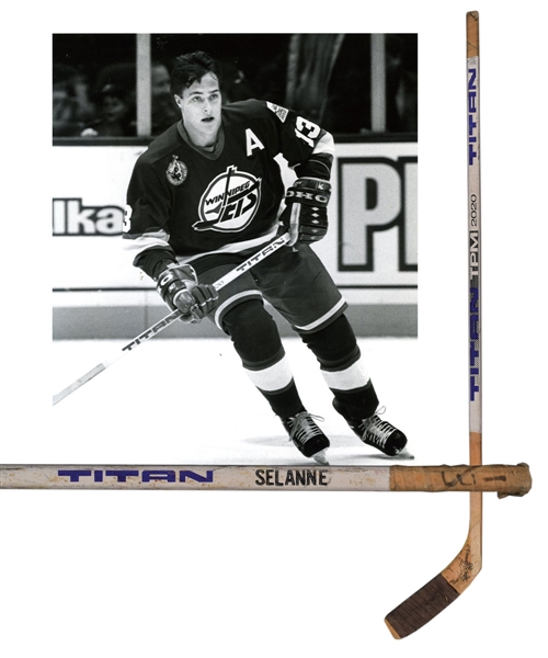 Teemu Selannes 1992-93 Winnipeg Jets Signed Titan TPM 2020 Game-Used Rookie Season Stick