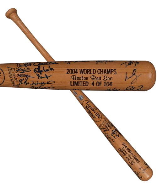 Boston Red Sox 2004 World Series Champions Team-Signed Limited-Edition Bat #4/104 (MLB Authenticated) Plus Other Items