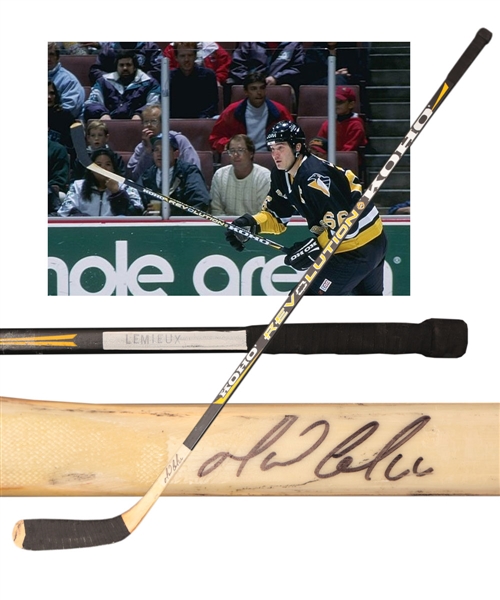 Mario Lemieuxs Circa 1995-96 Pittsburgh Penguins Signed Koho Revolution Game-Used Stick with COA