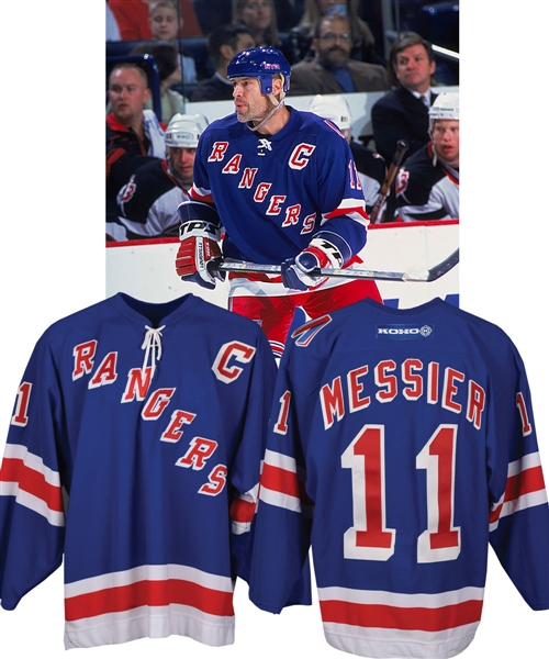 Mark Messiers 2001-02 New York Rangers Game-Worn Captains Jersey with LOA - 9/11 Patch!