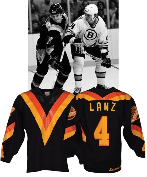 Rick Lanzs 1981-82 Vancouver Canucks "V-Style" Game-Worn Jersey