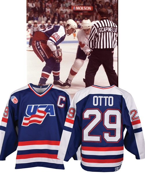 Joel Ottos 1991 Canada Cup Team USA Game-Worn Captains Jersey - Photo-Matched!
