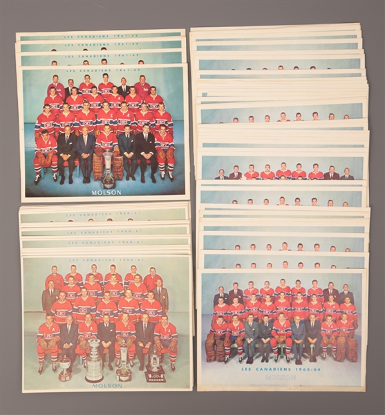 1960-61, 1961-62 and 1962-63 Montreal Canadiens Molson Team Pictures (83) and Blue Bonnets Horse Racing Memorabilia/Programs