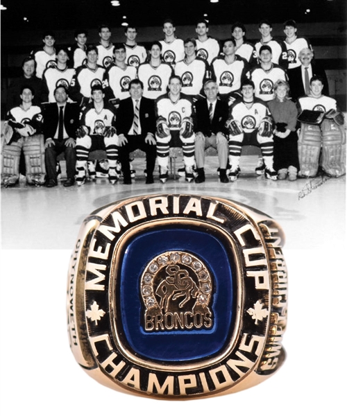 Ed Chynoweths 1989 Swift Current Broncos Memorial Cup Championship 10K Gold and Diamond Ring from Family with LOA