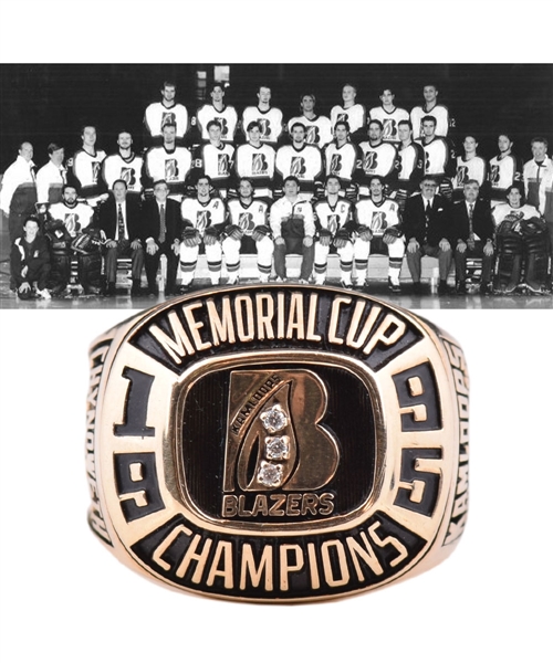 Ed Chynoweths 1995 Kamloops Blazers Memorial Cup Championship 10K Gold and Diamond Ring from Family with LOA