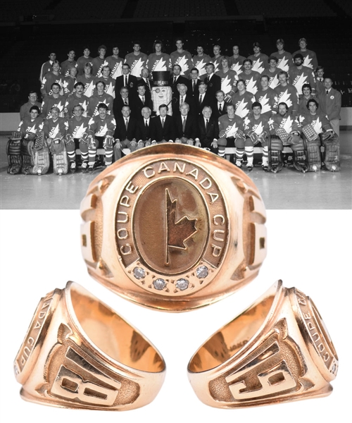 Ed Chynoweths 1981 Canada Cup Team Canada 10K Gold and Diamond Ring from Family with LOA