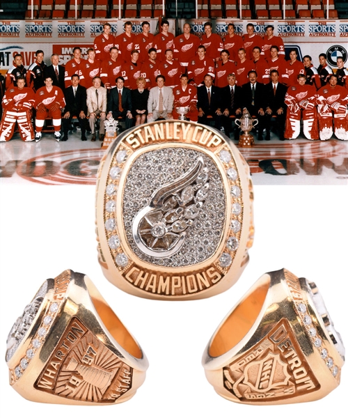 John Whartons 1996-97 Detroit Red Wings Stanley Cup Championship 14K Gold and Diamond Ring with LOA