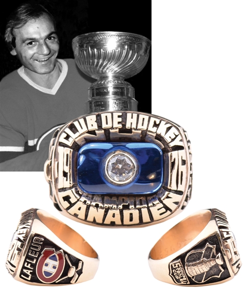 Montreal Canadiens 1975-76 Stanley Cup Championship Guy Lafleur Salesmans Sample 10K Gold Ring