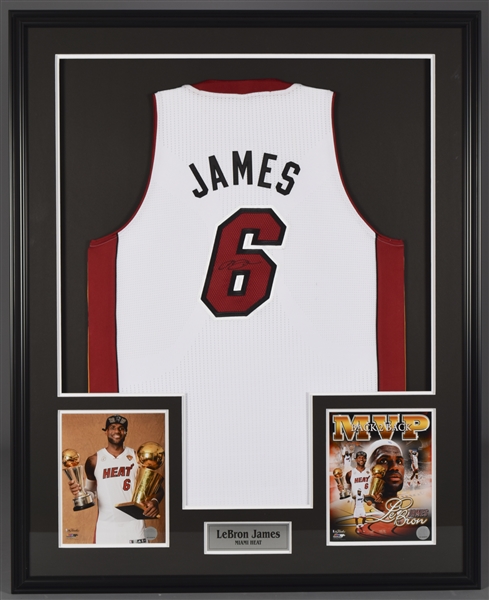 LeBron James Signed Miami Heat Jersey Framed Display (42 1/2" x 34 1/2") with JSA LOA
