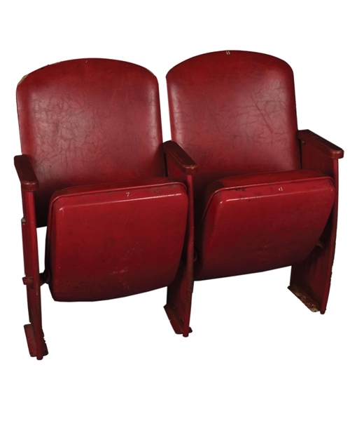 Detroit Olympia Pair of Attached Red Seats 