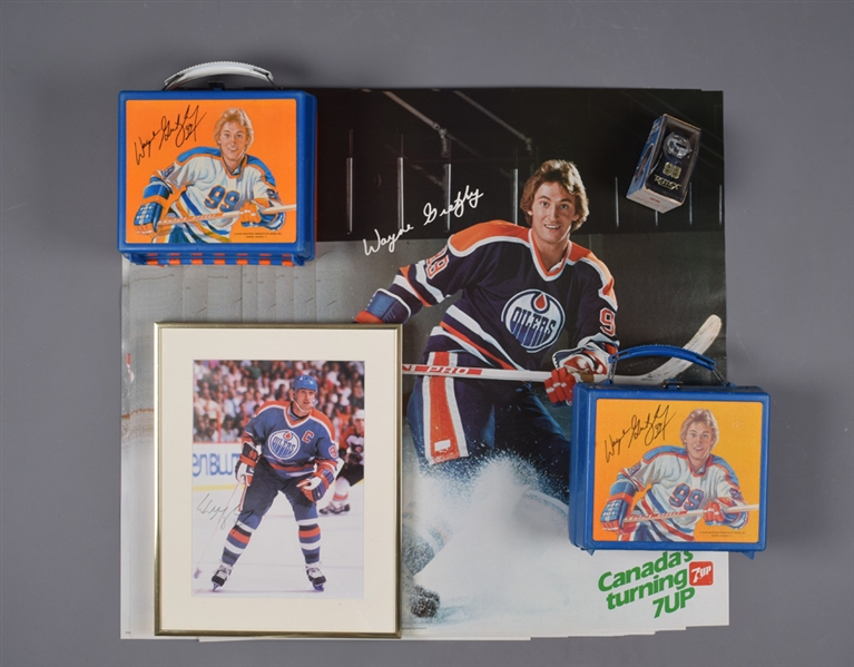 Wayne Gretzky Memorabilia Collection with Signed Framed Photo, 1982 Remex Watch, 7up Posters (150+) and Vintage Lunch Boxes (2)