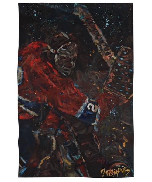 Ken Dryden Montreal Canadiens Original Painting on Canvas by Renowned Artist Murray Henderson (23" X 35") 
