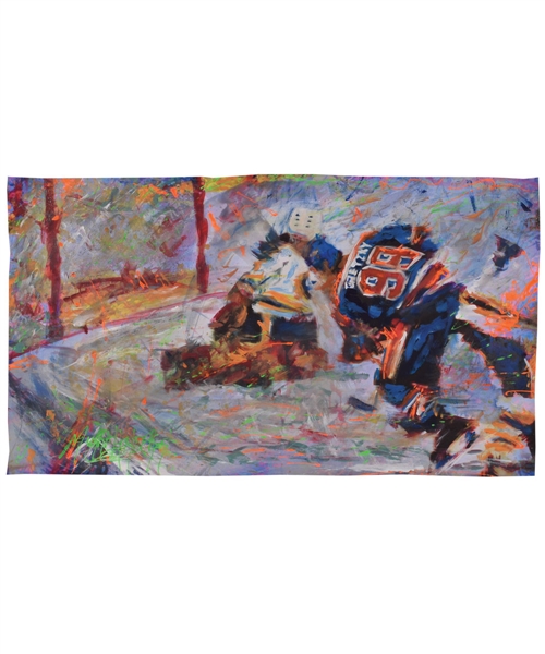 Wayne Gretzky Edmonton Oilers "Breaks Single-Season Goal Record" Original Painting on Canvas by Renowned Artist Murray Henderson (19 ½” x 34 ½”) 