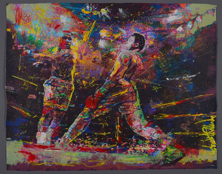 Muhammad Ali "1971 Frazier Fight" Original Painting on Canvas by Renowned Artist Murray Henderson (19” x 23”) 