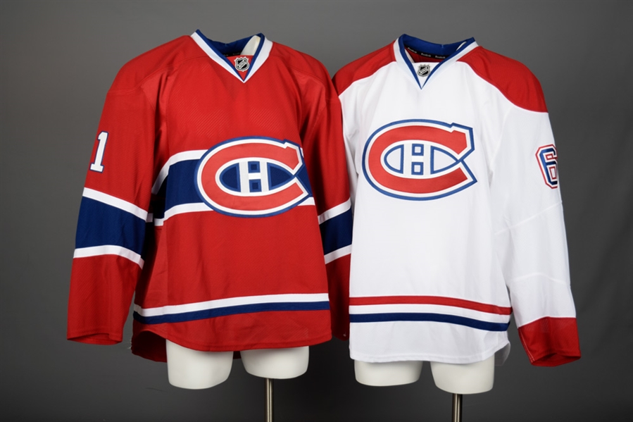 Nikolas Kobersteins 2014-15 Montreal Canadiens Game-Issued Home and Away Jerseys with Team LOAs