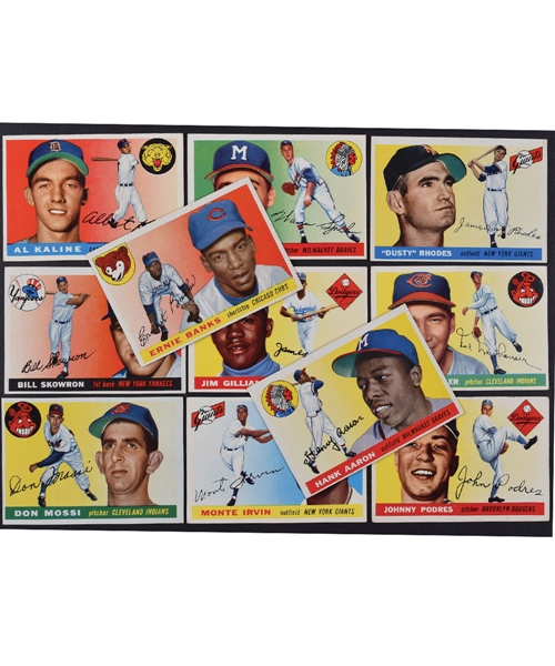 1955 Topps Baseball Card Collection of 97 Including Aaron, Banks, Kaline and Spahn